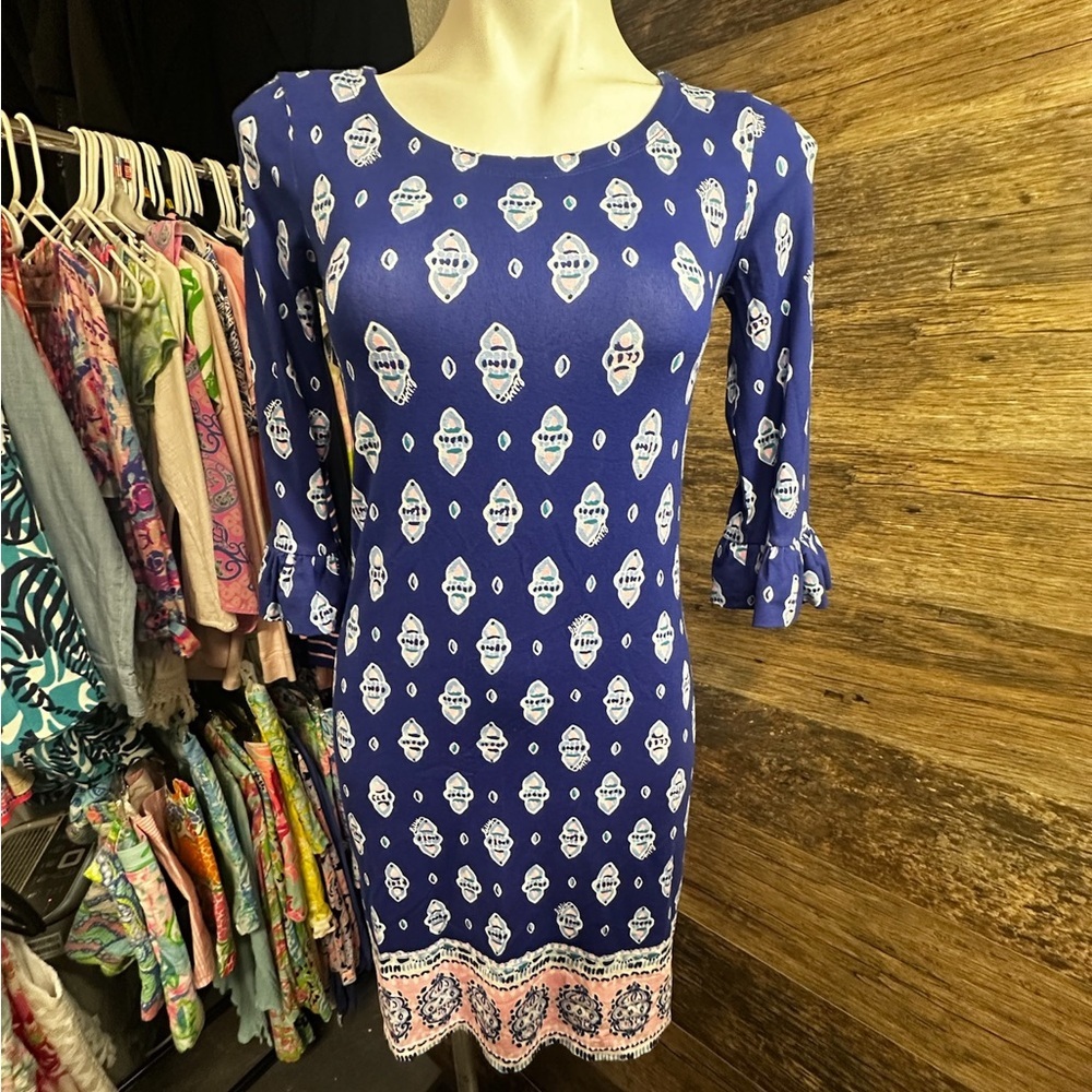 Lilly Pulitzer Blue Resort Sheath Dress with Bell‎ Sleeves